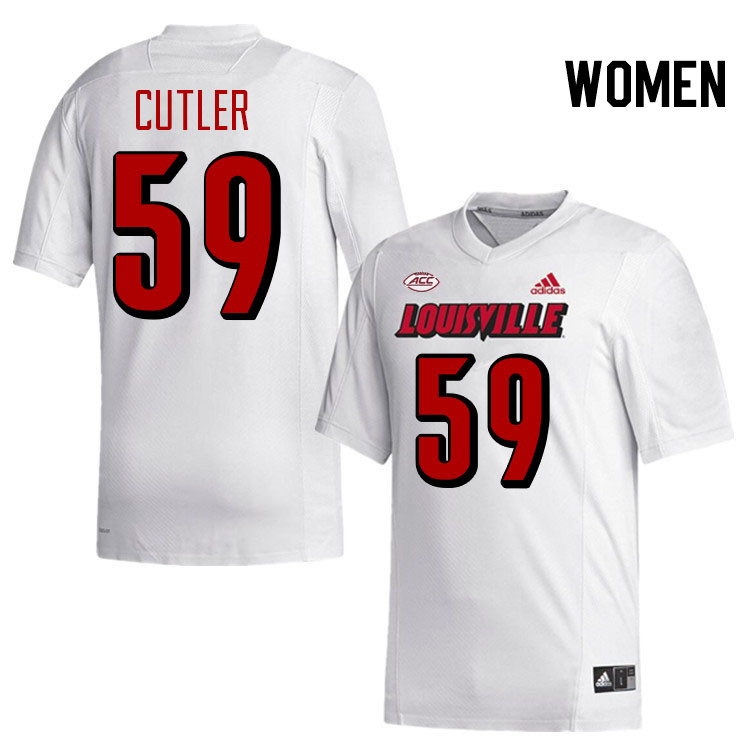 Women #59 Victor Cutler Louisville Cardinals College Football Jerseys Stitched-White